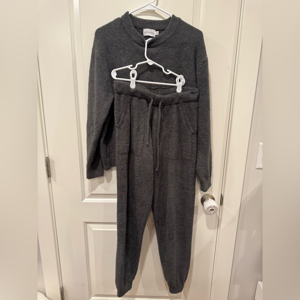 Cozy Charcoal Knit Lounge Set - Women Intimates & Sleepwear Pajamas